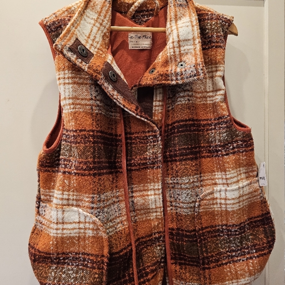 Plaid Women's Jacket in Orange and White